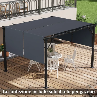 Outsunny Telo per Gazebo Pergola 3x3 in Poliestere Grigio Carbone