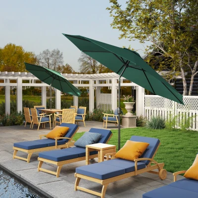 Outsunny Ombrellone da Giardino 3x2.5m Inclinabile Verde