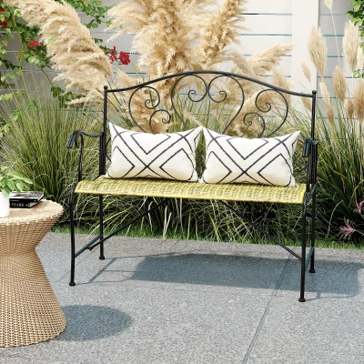Outsunny Panchina da giardino 100cm x 50cm x 88cm Nero, Bronzo