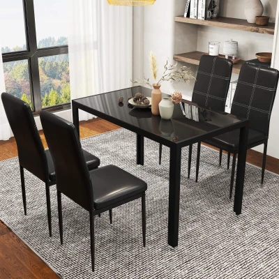 HOMCOM Set Sedia e Tavolo 120cm x 70cm x 75cm Nero