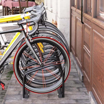 HOMCOM Rastrelliera Portabici in Acciaio per 6 Biciclette Nero