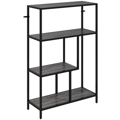 HOMCOM 4-Tier Bookshelf Open Shelves Charcoal Grey