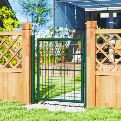 Outsunny Portillon Jardin Acier 97x150cm avec Serrure Vert