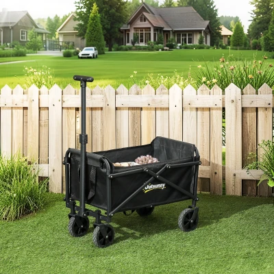 Outsunny 41L Heavy-Duty Folding Trolley Cart Black 60kg