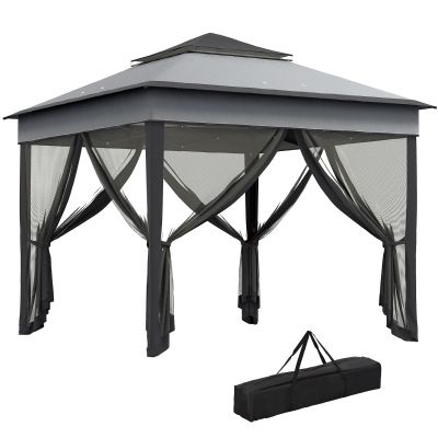 Outsunny 3x3m Pop Up Gazebo Grey with Netting
