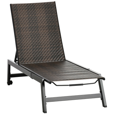 Outsunny Rattan Sun Lounger Brown/Black Five-Position