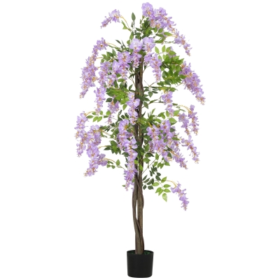 HOMCOM Artificial Wisteria Plant in Pot 180cm Purple