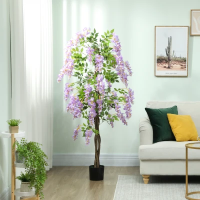 HOMCOM Artificial Wisteria Plant in Pot 180cm Purple