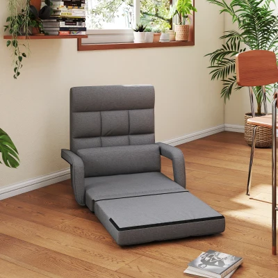 HOMCOM Poltrona letto singolo 78cm x 62cm x 70cm Grigio