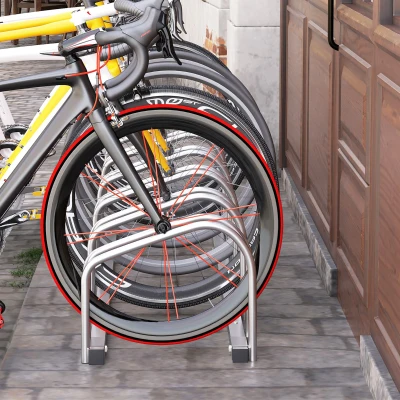 HOMCOM Rastrelliera Portabici in Acciaio per 6 Biciclette Argento