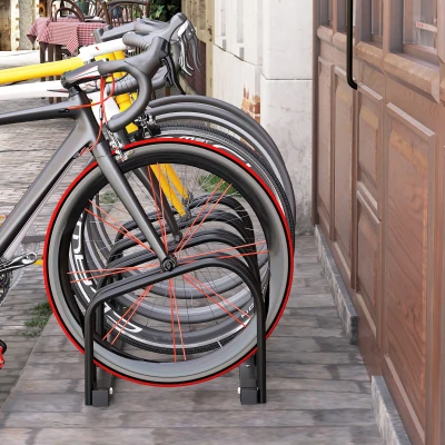 HOMCOM Rastrelliera Portabici in Acciaio per 4 Biciclette Nero