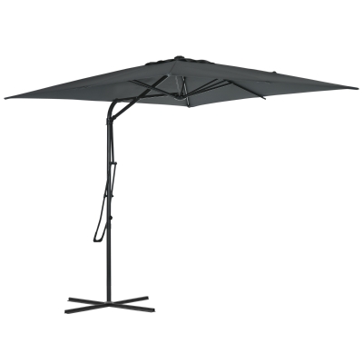 Outsunny Parasol Déporté Carré 2,5m UV Base Incluse Gris