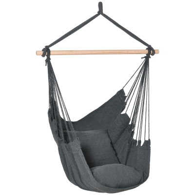 Outsunny Chaise Hamac Suspendue Extérieur Tissu Gris Foncé