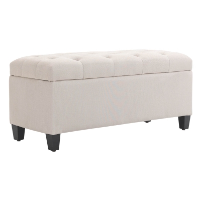 HOMCOM Banc de rangement pouf salon bout de lit coffre de rangement pour salon, chambre, entrée, 100 x 40 x 44 cm, blanc