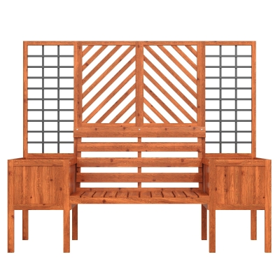 Pflanzkübel mit Spalier und Sitz für Garten, Hof, Terrasse, für Kletterpflanzen, 170 x 42 x 145 cm, Braun