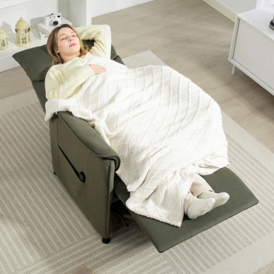 HOMCOM Poltrona Relax Reclinável Elétrica com Função Memória Apoio para Pés Controlo Remoto e Bolsos Laterais 80x83x104 cm Verd