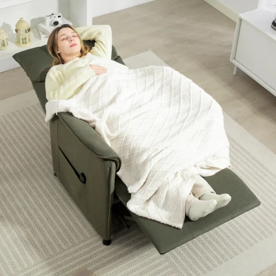 HOMCOM Poltrona Relax Reclinável Elétrica com Função Memória Apoio para Pés Controlo Remoto e Bolsos Laterais 80x83x104 cm Verd