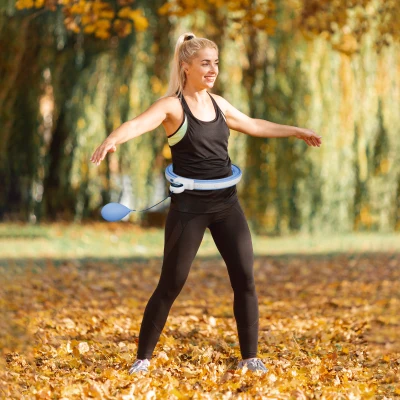 SPORTNOW Smart Hula Hoop Reifen Erwachsene mit Gewicht Kugel Zähler 16 Knoten (76-113cm) Hellblau