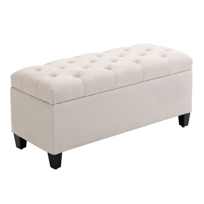 HOMCOM Banc de rangement pouf salon bout de lit coffre de rangement pour salon, chambre, entrée, 100 x 40 x 44 cm, blanc