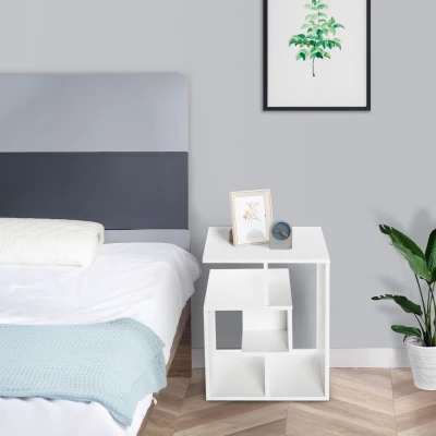 HOMCOM Mesa de Apoio mesa auxiliar para sala e quarto estante para arrumação 45x40x55 cm Branco
