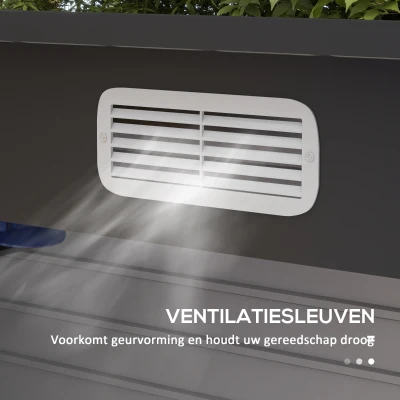 Outsunny Stalen tuinschuurtje, Geräteschuppen, Dubbele Deuren, 249B x 121D x 166/183H cm, Grijs(m-4)