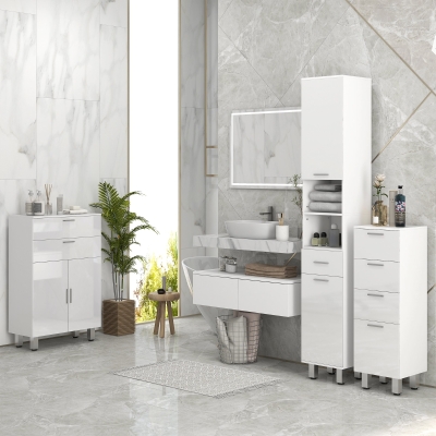kleankin Mobile Bagno Moderno con 2 Cassetti e Armadietto Bianco