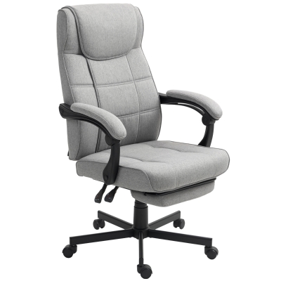 HOMCOM Ergonomische Bureaustoel met Massage en Ligfunctie Voetsteun Grijs