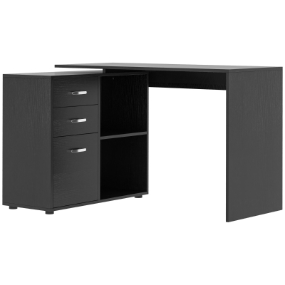 HOMCOM L-Shaped Computer Desk with Drawers Black 117x83.5cm