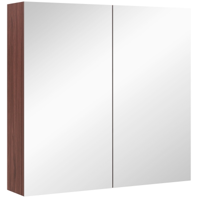 kleankin 63Wx60H cm Double Door Wall-Mount Bathroom Mirrored Cabinet Medicine Storage Closet