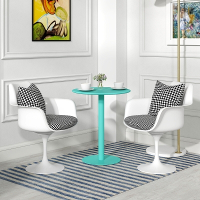 HOMCOM Mesa de Comedor Redonda para 2 Personas Mesa de Cocina de Acero para Interior y Exterior Ø60x72 cm Verde