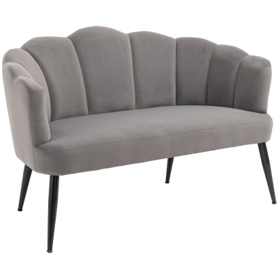 HOMCOM 2-zitsbank, Dubbel Sofa, Tweezitter Loungefauteuil in Modern Design, tot 160 kg Belastbaar, 132 x 66 x 80 cm, Grijs