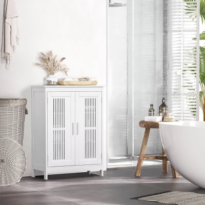 kleankin Bathroom Floor Cabinet Modern White