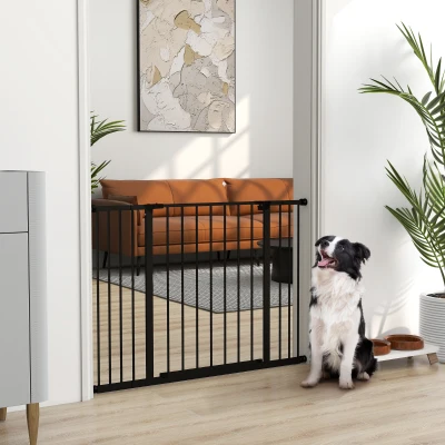 PawHut Barrera de Seguridad Extensible Puertas y Escaleras Metálica para Perros y Bebé Barrera Puertas Mascota 76-107x76 cm