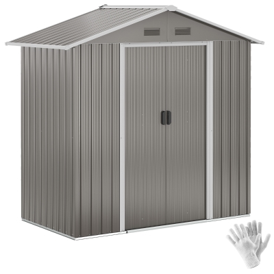Outsunny Metal Garden Storage Shed Grey 6.5ft x 3.5ft
