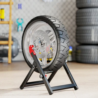 HOMCOM Foldable Motorcycle Wheel Balancer Stand Black