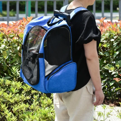 PawHut Trasportino Rucksack 2 in 1 für Hunde und Katzen mit Taschen und Teleskopgriff, 42x25x55cm, Blau