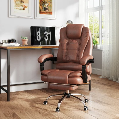 Vinsetto Heated Vibration Massage Office Chair Brown