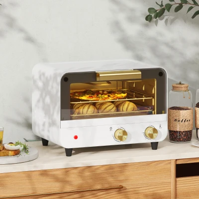 HOMCOM Mini Toaster Oven 12L 750W Glass Door White