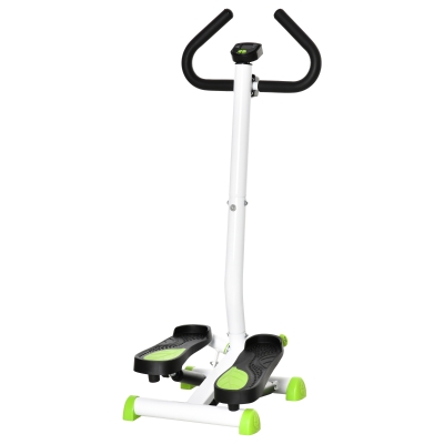 HOMCOM Máquina de Steps Mini Stepper para Fitness en Casa con Pantalla LCD y Pedales Antideslizantes 55x44x108cm Blanco y Verde