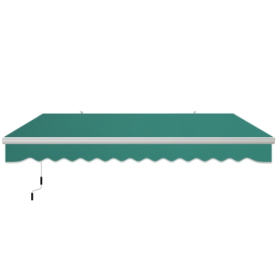 Outsunny Ausziehbare Markise mit Handkurbel aus Metall und Aluminium, 4x2,5m, Dunkelgrün