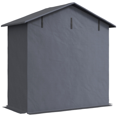 Outsunny Gartenhaus 1,1x2 m mit aufrollbarer Tür, Garten Garage für Fahrräder und Werkzeuge, Dunkelgrau