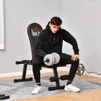 HOMCOM Banco de Pesas Banco de Musculación Plegable con Respaldo Inclinable en 6 Posiciones Banco de Abdominales para Fitness Entrenamiento Completo en Gimnasio Casa Carga 150 kg Negro