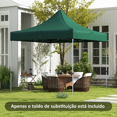 Outsunny Toldo de Substituição 3x3 m para Pérgola de Jardim Cobertura de Substituição para Tenda Dobrável Verde Escuro