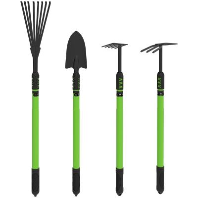 Outsunny Gartenwerkzeug-Set 4 Stück Gartengeräte-Set mit Schaufel Gartenhacke Gartenrechen Laubrechen Grün