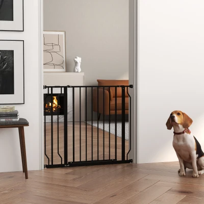 PawHut Hundegitter ausziehbar 75-95 cm aus Stahl und ABS, 75-95x76 cm, Schwarz
