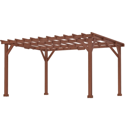 Outsunny Stabile Gartenlaube für Kletterpflanzen, Holzpergola, 3,3 x 3,8 m, Rankgitter für Weinreben und Blumen