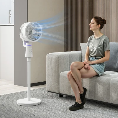 HOMCOM Verstellbarer Oszillations-Luftzirkulationsventilator 70°+90°, Fernbedienung, Timer 7Std, 3 Geschwindigkeiten, weiß