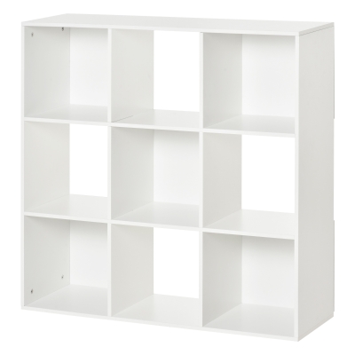 HOMCOM Weißes Regal für Zuhause und Büro, Modernes Regal mit 9 Fächern aus Holz, 91.5 x 29.5 x 91.5 cm