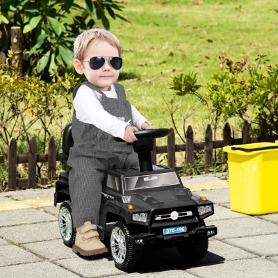HOMCOM Kinderauto Offroad Spielzeugauto für Kinder, Auto für Kinder mit Lichtern und Musik, Alter 18-36 Monate, 68x30,5x41,5cm, Schwarz