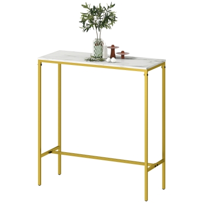 HOMCOM Rechteckiger Bartisch mit Marmordekor und Stahlrahmen, 100 x 40 x 107 cm, Gold